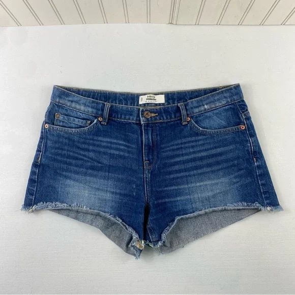MNG Mango Dark Blue Jean Shorts Cut Offs Sz‎ 8 - Picture 2 of 11